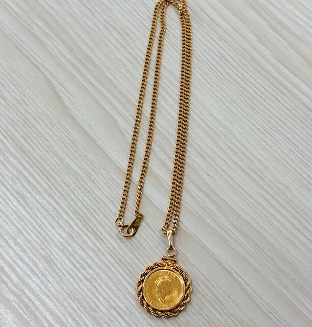 カナダ メープルリーフ 金貨トップ  純金ネックレス